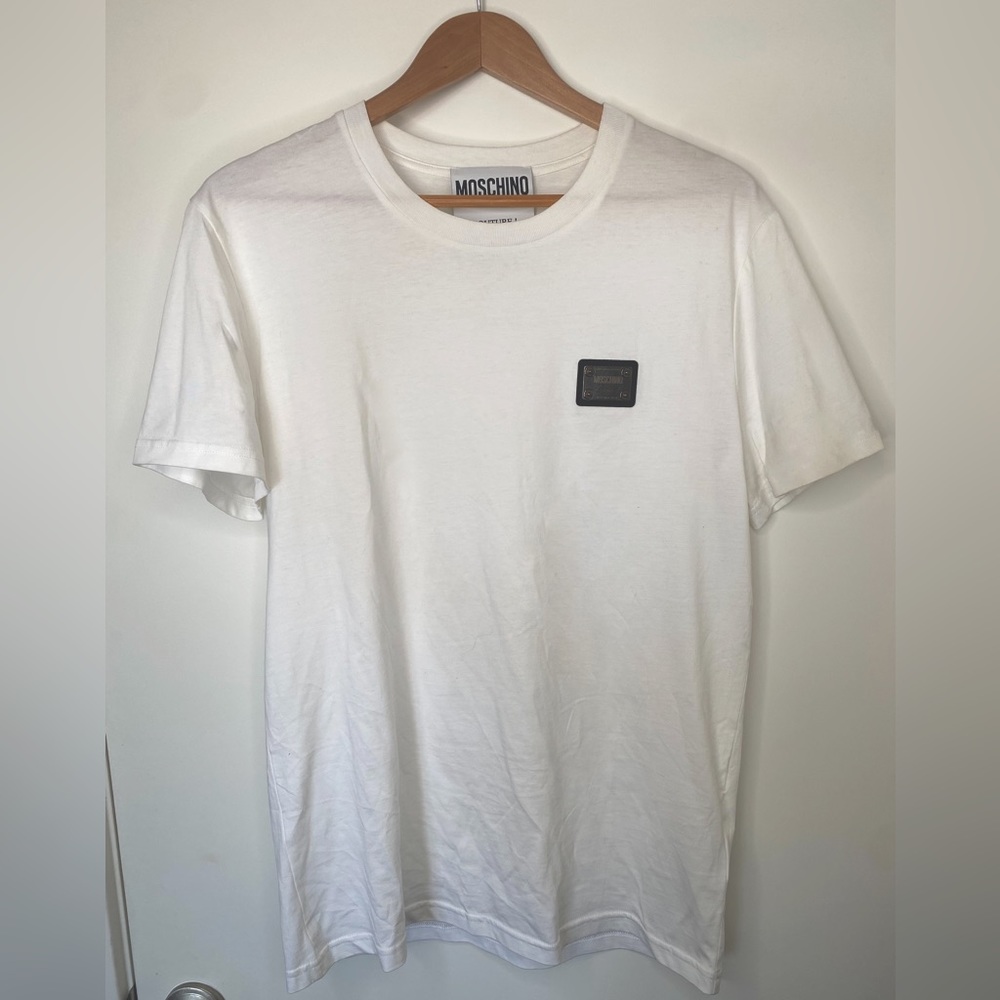 Moschino Couture Jersey T-shirt Unisex White Moschino Metal logo plate